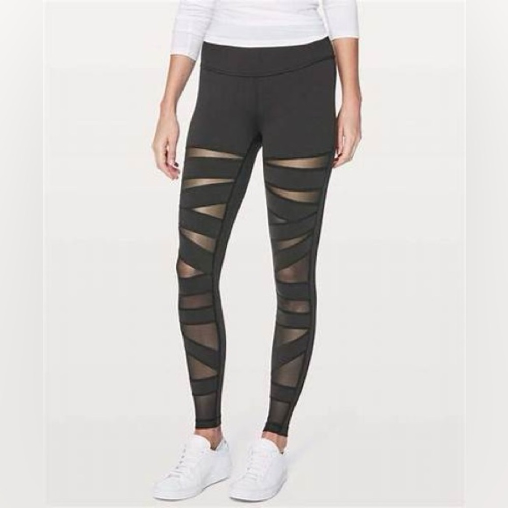 lululemon Wunder Under Pant HR *SE (Tech Mesh) - Black - Luon, Size 4 *Worn